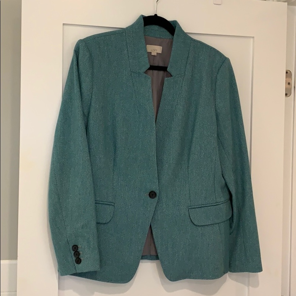 Teal and gray wool blazer